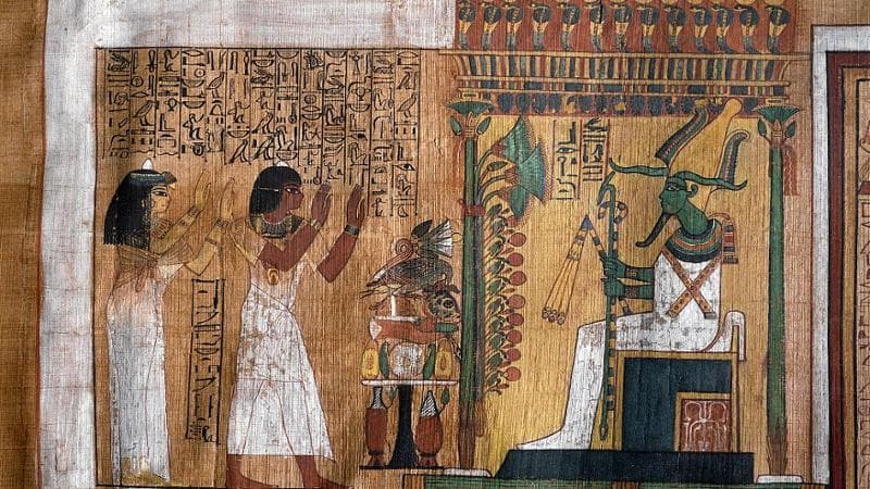 The deceased Kha and his wife Merit worship Osiris,  lord of the afterlife - Museo Egizio, Turin