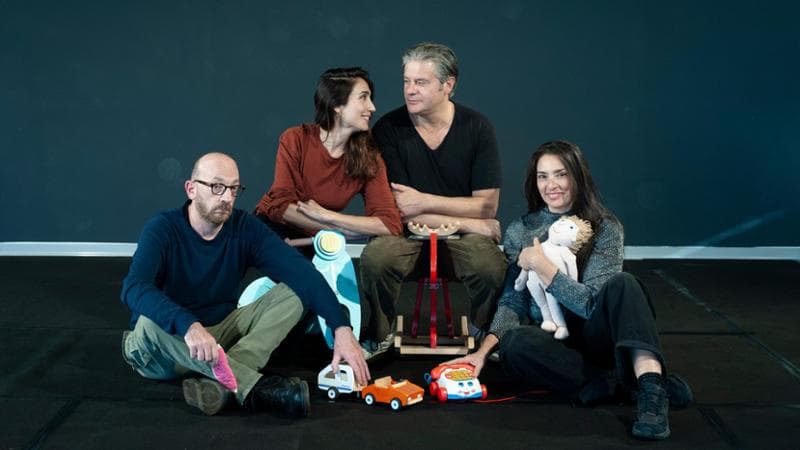 I protagonisti di "Figli": da sinistra Carlo De Ruggieri, Silvia D’Amico, Edoardo Pesce, Cristina Pellegrino (foto di Ada Masella)