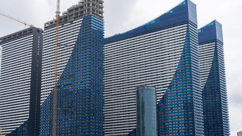 The Orbi City hotel and apartment buildings seen on the Black Sea coast (2025)
